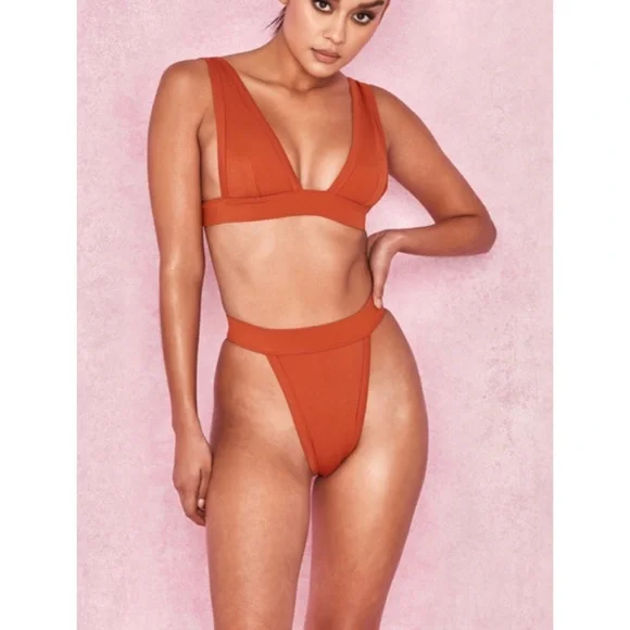 HOUSE OF CB Mawi Terracotta Rust Bikini Set XS - Picture 3 of 14